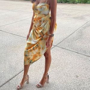 Pretty little thing orange tie dye corset and skirt